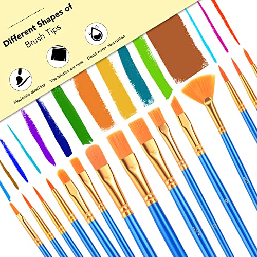 AROIC Acrylic Paint Brush Set, 30 pcs Nylon Hair Paint Brushes - size: 30pcs-2-blue