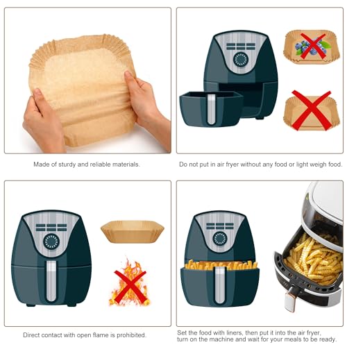 Air Fryer Liners Disposable Paper,100Pcs Airfryer Paper Liners,Non Stick Parchment Paper Liners,Food Grade Air Fryer Accessories for Microwave Oven Steamer 6.3inch Square - size: 6.3”Square