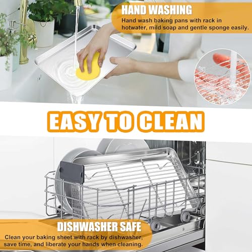 Homikit 16x12 Inches Stainless Steel Baking Sheet with Wire Cooling Rack - size: 16x12x1