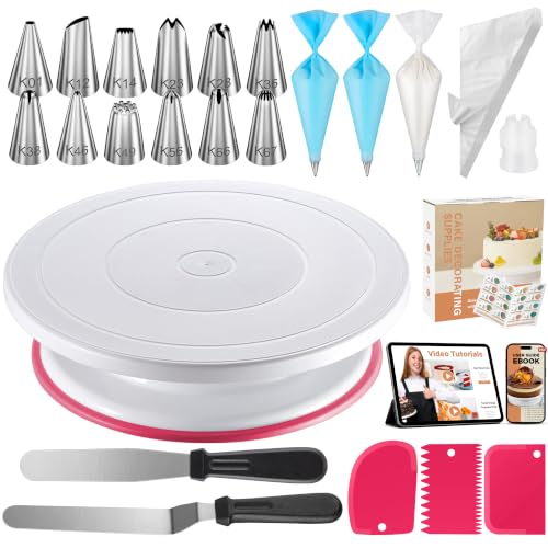 Kootek 71 Cake Decorating Kit Baking Supplies Tools for Beginners & Pros - color: Pink