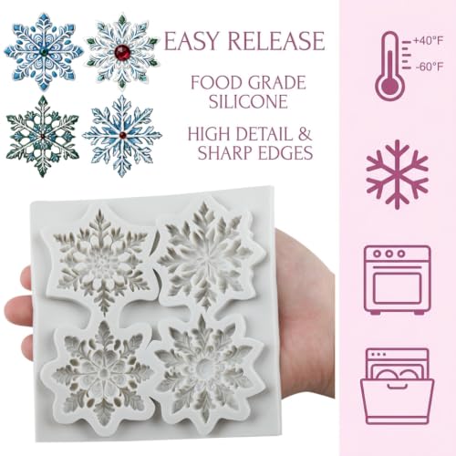 Christmas Snowflake Silicone Mold Winter Snow Fondant Mold - color: Style I