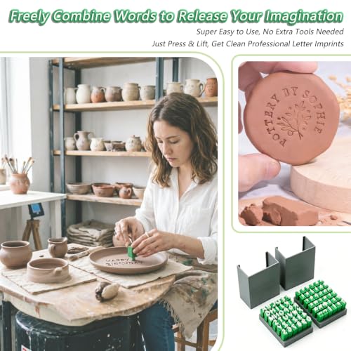 74Pcs Clay Letter Stamps Set, Reusable Polymer Clay Impression Molds