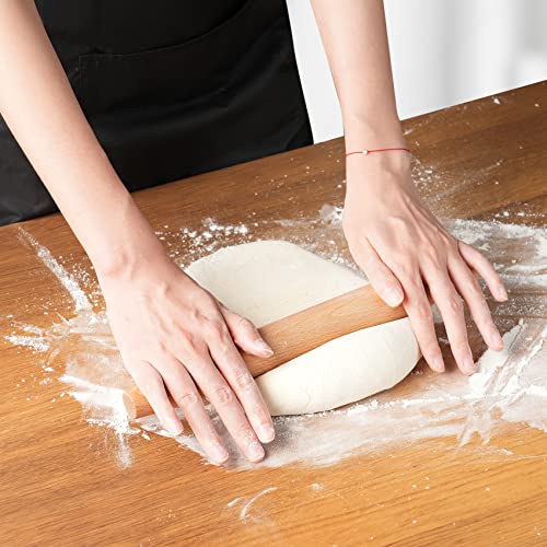 French Rolling Pin for Baking - AMPSEVEN Wooden Rolling Pin Dough Roller for Baking Pizza Pasta Dumpling Thin Pasta Piecrust 30CM 11.8inch - size: 30cm(11.81inch)