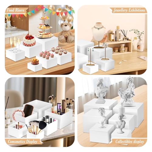 6 PCS Buffet Risers, Large Food Risers for Buffet Table, Dessert Display - color: White, size: 10" 9" 8" 7" 6" 5"