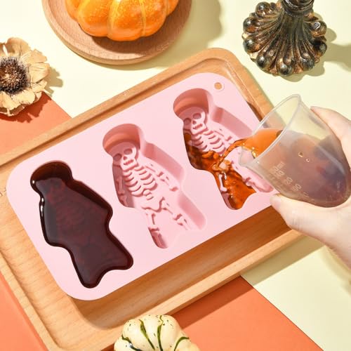 Airssory 2 Pcs Skeleton Molds Skull Silicone Mold, Pink, 19.4x11.7x2.7cm, for Baking, Candy Making, Chocolate, Soap Crafting, DIY Dessert Decor - color: Skeleton Molds Skull Molds