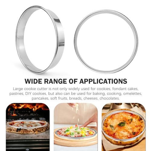 7 Inch Round Cookie Cutter - Stainless Steel Muffin Doughnut Ring Mold for Mini Pizzas, Pastries - size: 7 inches