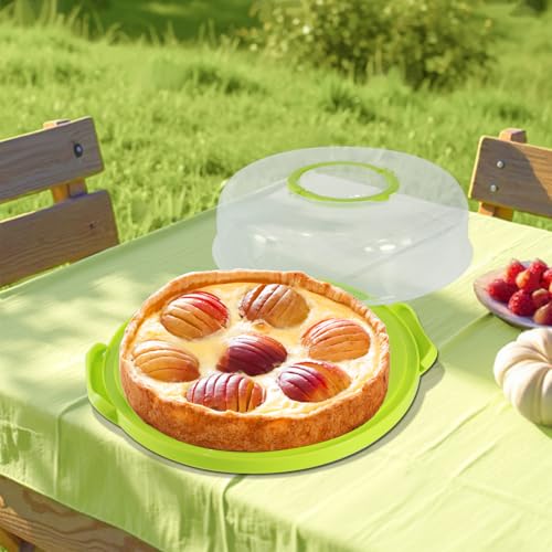 12inch Portable Pie Carrier with Lid and Cupcake Muffin Tart Cookie Keeper Food, for Wedding Party Baby Shower Party Christmas (Green) - color: Green