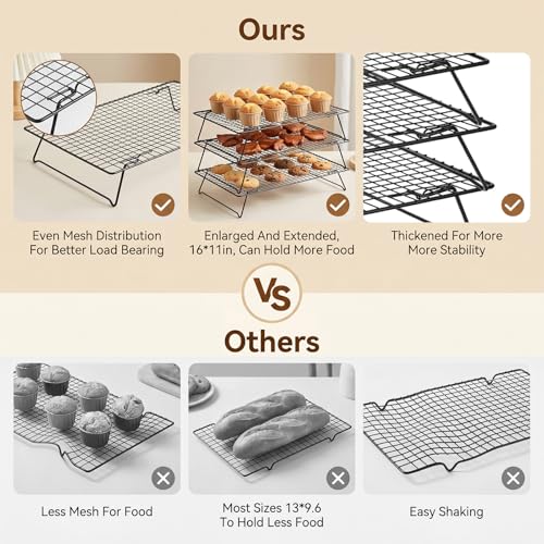 Sibba 3 Layer Collapsibl Cooling Rack Stackable Wire Rack Cooling Wire Racks