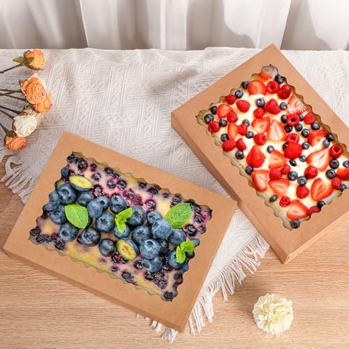 24pcs Bakery Boxes with Window, 14x10x2.5 Inch cookie Boxes, Brown - color: Brown, size: 14*10*2.5inch/24pcs