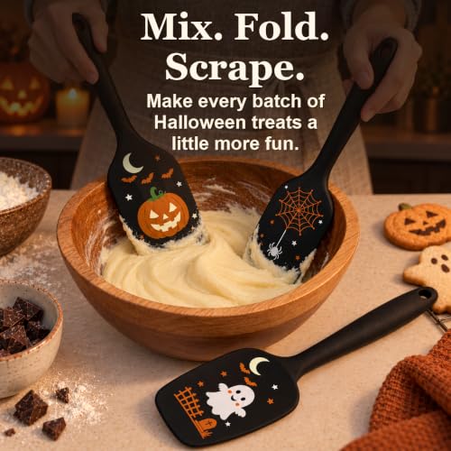 ALLWIN Halloween Silicone Spatula Set, 3-Piece, Black - color: B-Black