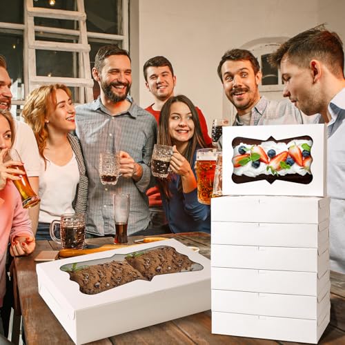 48pcs 12x8x2.5 Inches Bakery Boxes,Cookie Boxes with 3Style for Window,Sturdy Large Treat Box For Chocolate,Strawberries,Dessert,Cakes,Donuts,pastry|350gsm Food-grade Thickness Cardboard - color: White/48pcs