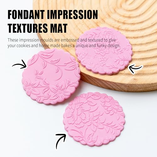 KALAIEN Cookie Stamps,Fondant Impression Mat Set of 3 Style 3 - color: Style 3