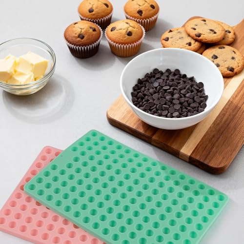 148 Cavities Mini Round Silicone Mold,Mini Silicone Dog Treat Mold,2Pcs Non-Stick Semi Sphere Chocolate Chip Mold for Baking and Freezing Chocolate,Gummy,Dog Treat Snack,Cookie - color: 148 mini round shaped