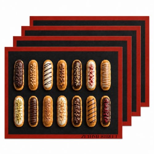 Perforated Silicone Baking Mats - Eclair Mat, Half Sheet 11x16in, Pack of 4 - size: Half Sheet - 11"x16" (Pack of 4)