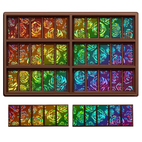 Holographic Chocolate Mold Silicone,Rectangle,Rose - color: Rose, style: Rectangle