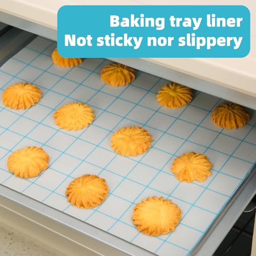 Silicone Baking Mat Roll 16IN*5FT Free Cutting, Non-Slip Pastry Mat, Non-Stick Reusable Air Fryer Liner, Oven Liners, Counter Mat, Freeze Dryer Mat, Easily Cut to Size Fit All Ovens Pans Tins Dishes - color: White Blue Line, size: 60"L x 16"W