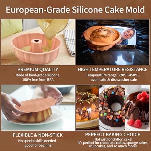 2 Pack Silicone Cake Pan,Jello Moldes Para Gelatinas，10 Inch,Red+Blue - color: Red + Blue