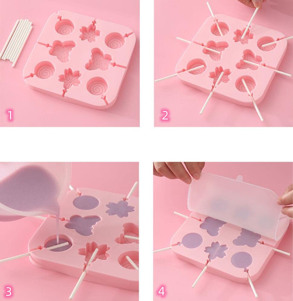Animals Lollipop Mold Set,Silicone Bear Candy Sucker Mold (Animal C) - color: Animal C