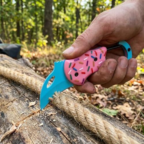 Donut Knife, Cute Folding Keychain Box Cutter with Carabiner Clip