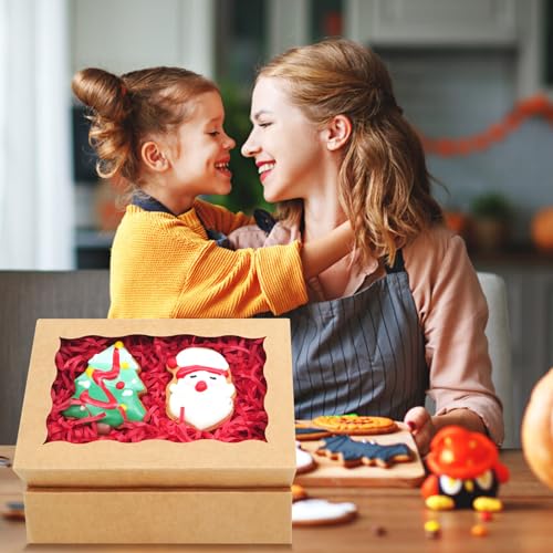 50pcs Brown Cookie Boxes 7x4.375x1.5 Inch Bakery Boxes with window - color: Brown