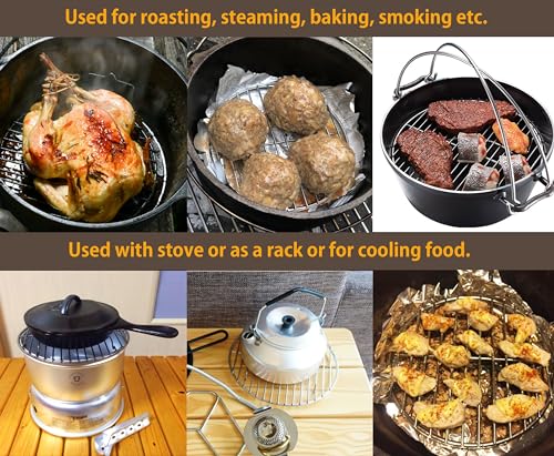 CAMPINGMOON 2pcs Round round cooling rack 304 Stainless Steel Cooking Grid Grill (φ6.7 inches, W17-2P) - color: φ6.7 inches, W17-2P