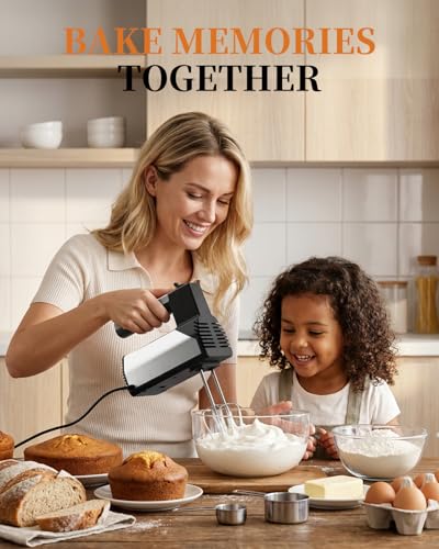 Hand Mixer Electric Handheld, 5-Speed 200W with 4 Accessories Black - color: Matte Gray Stainless Steel
