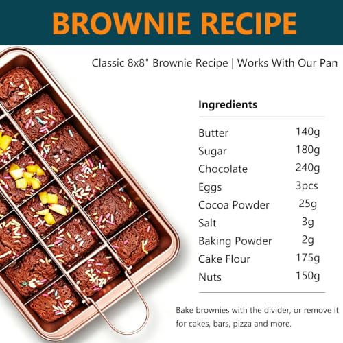 Brownie Pan with Dividers, All Edges, Nonstick, 18 Brownies