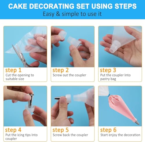 firstake Piping Bags and Tips Set, 100pcs 12 Inch Icing Bags with 14 Tips - size: 12In pastry bags with tips
