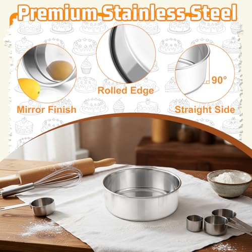 E-far 5 Inch Cake Pan Set of 3, Stainless Steel Small Round Baking Pan Tin - size: 5 Inch(Set of 3)
