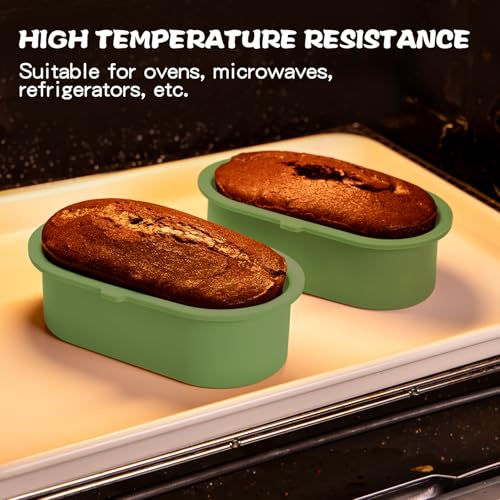 QELEG Silicone Mini Loaf Pan (4 Pack), Nonstick Silicone Baking Mold for Homemade Bread,Toast and Pound Cakes 5.9x3.3x1.8inch