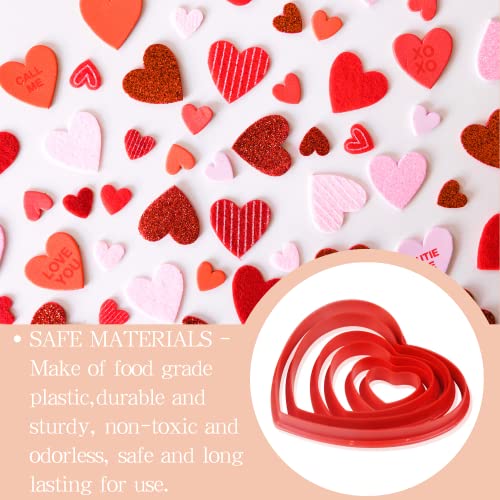 6-Piece Heart Cookie Cutter Set, Plastic Baking Molds