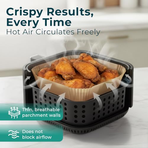 Air Fryer Liners Disposable Small 6.3” Square for 2-5 QT Basket - 128 Pcs - size: 6 inch - Square