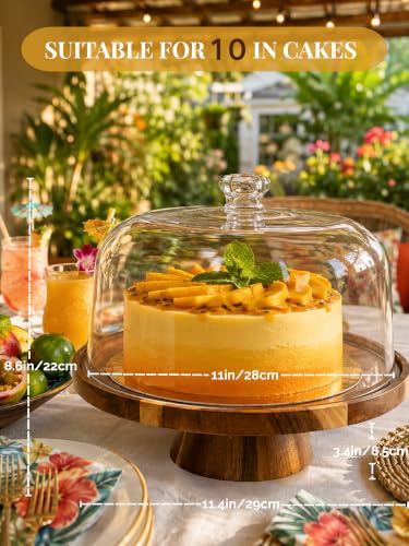 Multi-Functional Acacia Wood Cake Stand Lid Charcuterie Dip Serving Tray