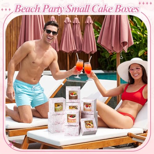 50 Pack Pink Seashell Cookie Boxes with Window - color: Pink, size: Seashell