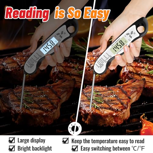 Meat Thermometer Digital, IP67 Waterproof Food Thermometer for Cooking
