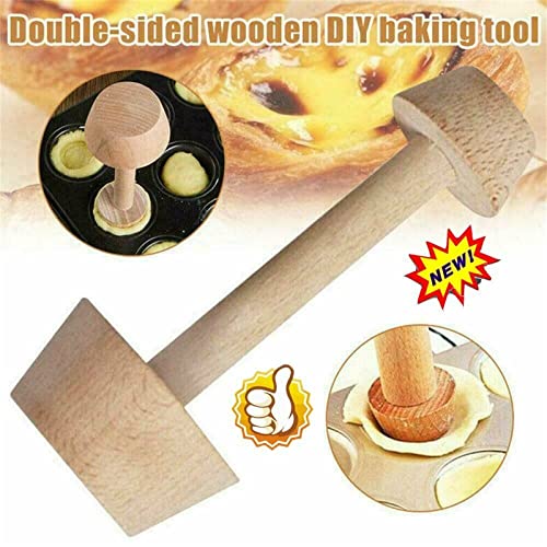 Tart Tamper Pastry Tamper Double Side Wooden Egg Tart Tamper Mold DIY Cake Pastry Pusher for Kitchen Party Baking Tools, Tart and Quiche Pans Accessories