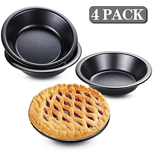 Webake Mini Pie Pan and Mini Pie Shield, 4pcs Mini Pie Tins and 4pcs Mini Silicone Pie Crust Protector