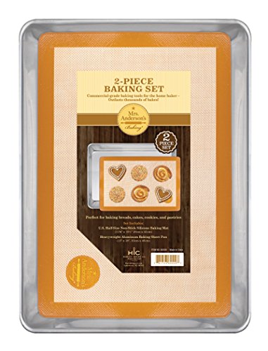 Mrs. Anderson’s Baking Non-Stick Silicone Half-Size Baking Mat and Sheet Pan Set, 13 x 18-Inch - style: 2-Piece Set