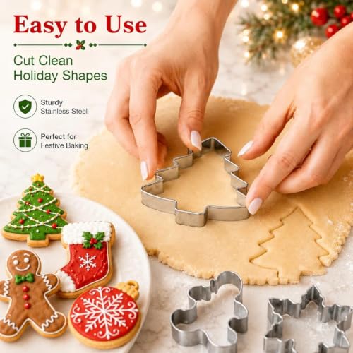 Christmas Cookie Cutters Set, 25 Stainless Steel Holiday Shapes - style: Style1