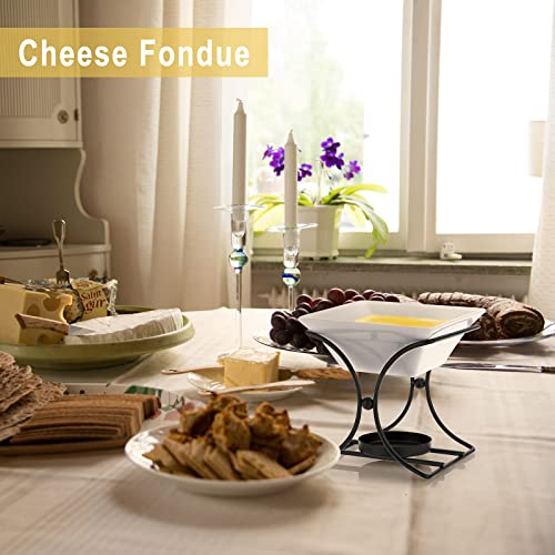 BSTKEY Ceramic Butter Warmer Set, Fondue Pot Melting Pot Set, Melt Hot Pot Bowl Set For Cheese Chocolate Butter Caramel