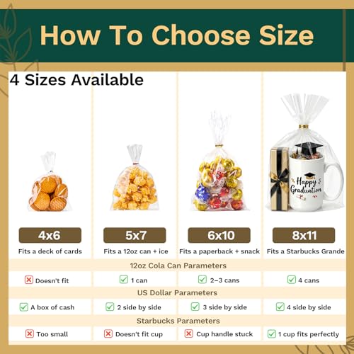LOKQING Halloween Treat Bags Bulk, 200 Pack 8x11 in for Markets - color: Clear-8x11Inch-200