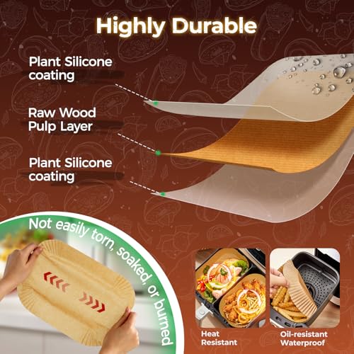 Ctizne 420PCS Air Fryer Liners Disposable 8.0" x 5.5" for Ninja Dual Zone - size: 8" x 5.5" Rectangle