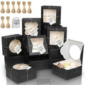 KPOSIYA 65PCS Bakery Boxes with Window 6x6x3 Inches 5 Style Cookie Boxes Small Pastry Boxes for Candy, Dessert, Pastry, Donuts, Birthday Party, Wedding(Black) - color: Black
