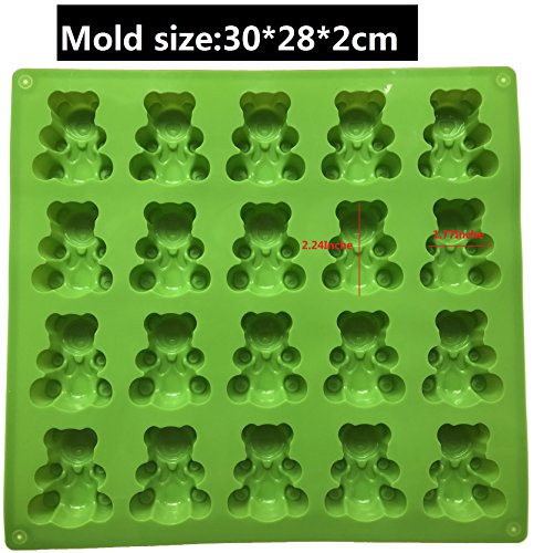 Palksky 20 Cavity Large Gummy Bear Mold/Big Bear Crayon Mold for Brownie Muffin Chocolate Ganache Jelly Pralines Caramels Candy Soap Bar Bath Bomb Mould