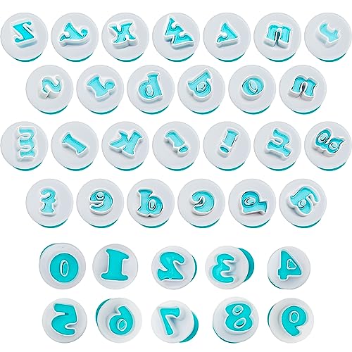 26PCS/Set Cookie Stamp Impress Cookie Cutters Alphabet Letter Cake Biscuit Mold Letter Shape DIY Cookie Biscuit Alphabet Cake Tool Embosser Cutter (Lower Case Shape with Number) - size: Style 1