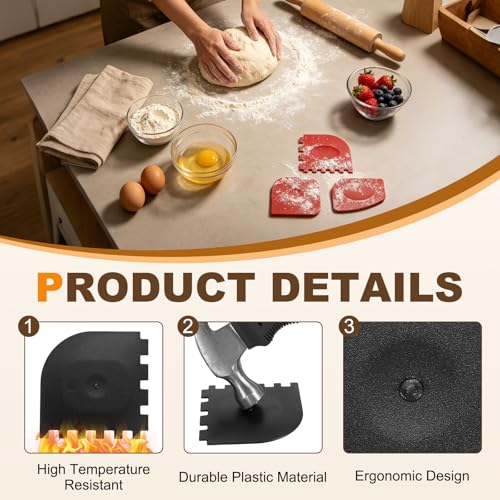 uxcell 6Pcs Serrated Pan Scraper 3.2x3.2Inch Kitchen Pot Scrubber Black - color: Black, size: 3.2x3.2Inch