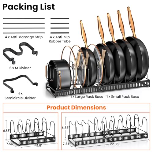 MUDEELA Expandable Pot Pan Lid Organizers inside Cabinet, 10 Divider-Black - color: Black, size: 10 Dividers