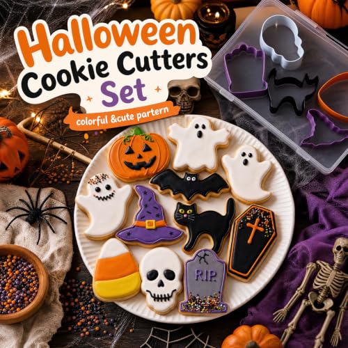 Yaocom 10 Pcs Multicolor Halloween Cookie Cutter Set - style: Halloween Style