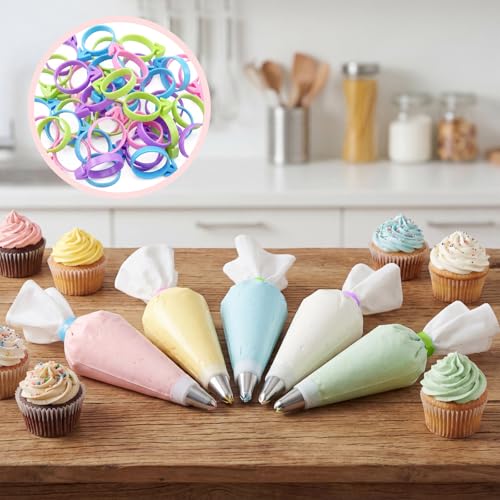 4 Color Reusable Silicone Pastry Bag Ties, 40 PCS Piping Bag Ties