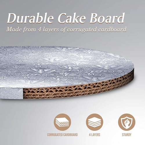 Cakebon Cake Boards 12" Silver Round Cake Drums 1/2" Thick Smooth Edge 1Pk - color: Silver, size: 12 Inch